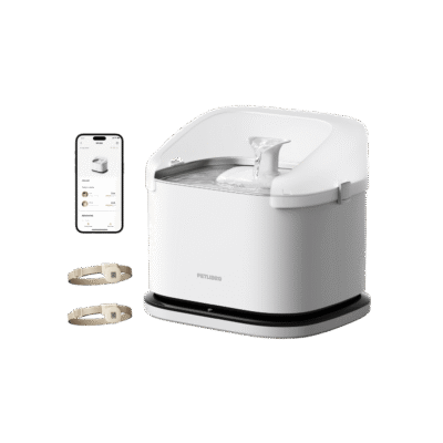 Petlibro Dockstream RFID Smart Fountain white pet water fountain with stainless steel tray